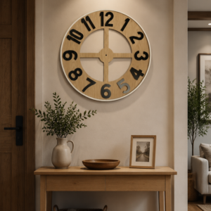 Openwork Wooden Cross Frame Wall Clock