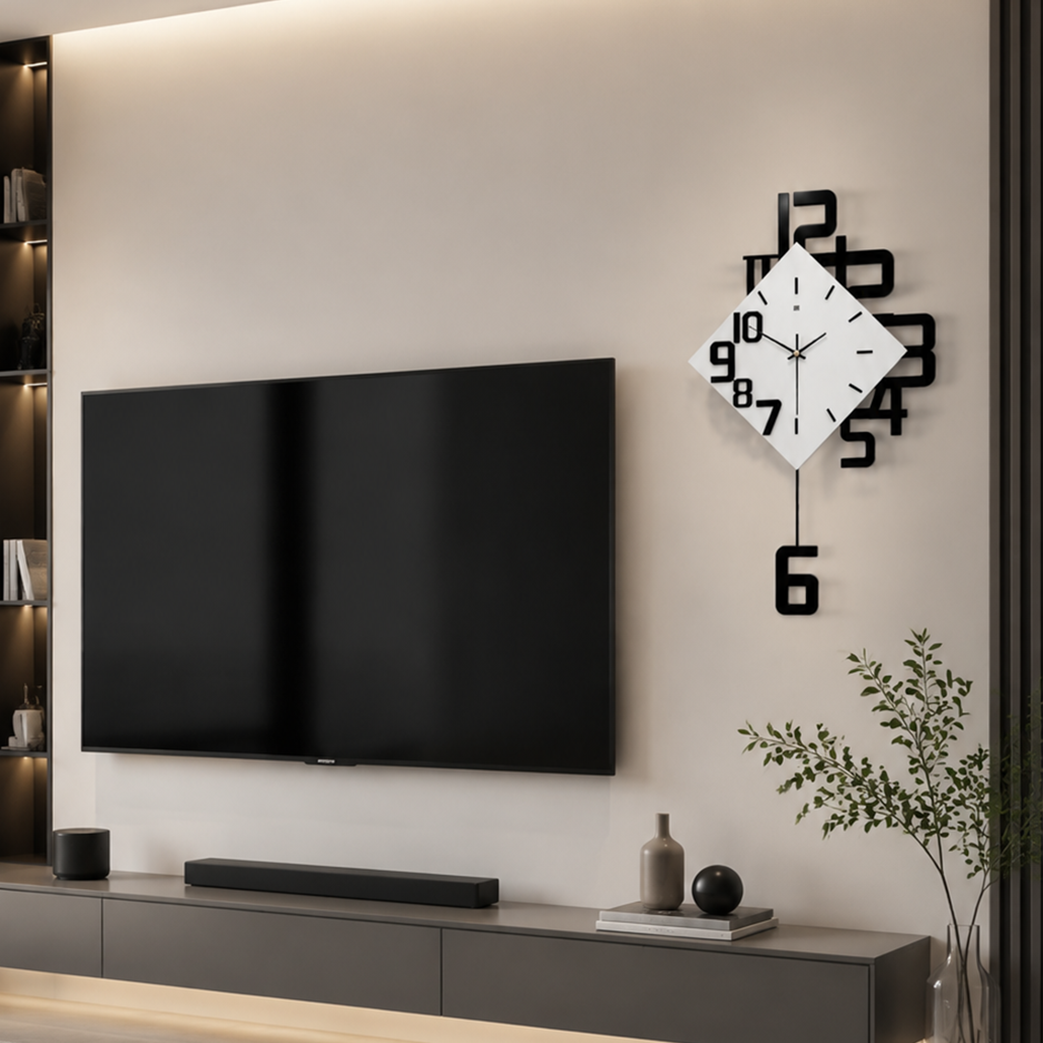 Modern Geometric Pendulum Wall Clock