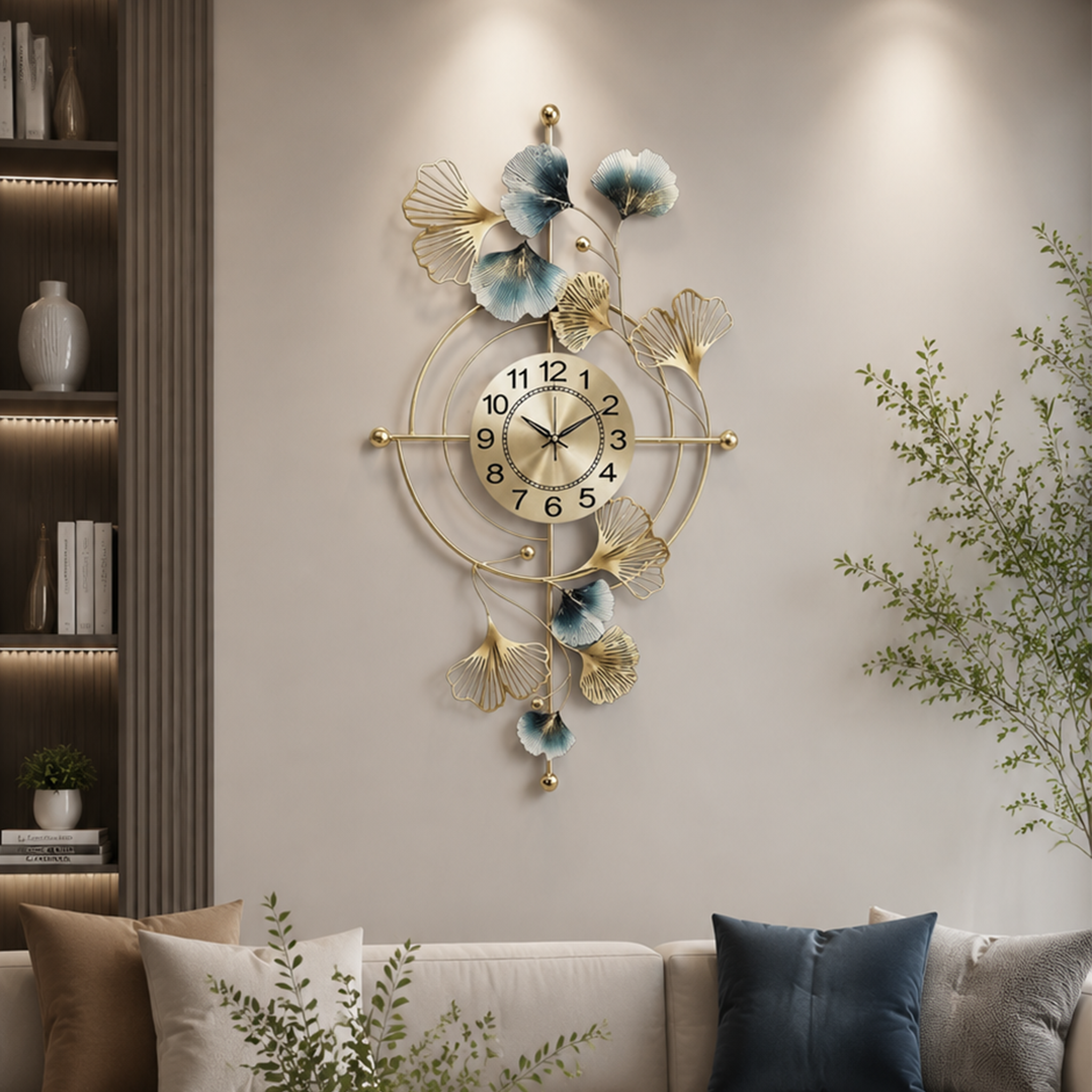 Gradient Ginkgo Metal Wall Clock