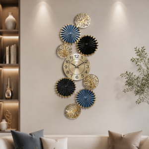 Vertical Colorful Floral Metal Wall Clock