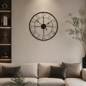 Black Open Frame Metal Wall Clock