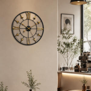 Black Gold Roman Numeral Hollow Wall Clock