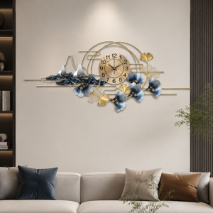 Chinese Landscape Ginkgo Metal Wall Clock