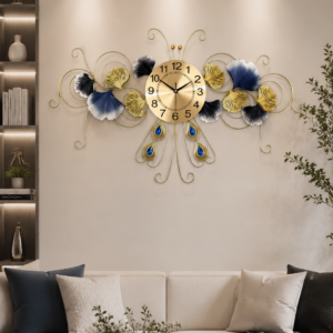 Golden Butterfly Ginkgo Art Wall Clock