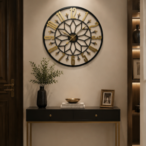 Black Gold Decorative Metal Wall Clock