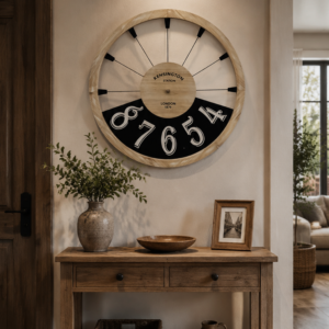 London Retro Open Face Wooden Wall Clock