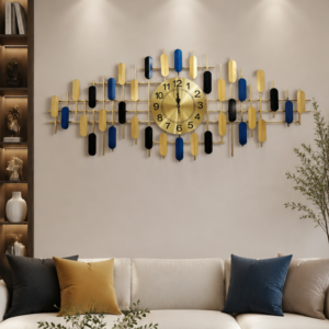 Golden Abstract Strip Decor Wall Clock