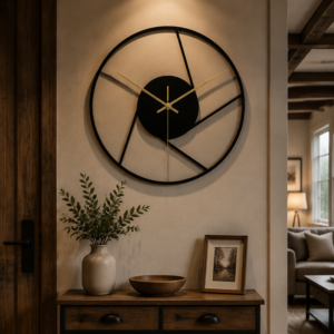 Camera Aperture Geometric Metal Wall Clock