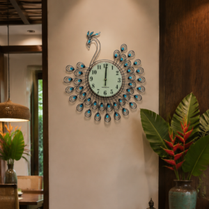 Peacock Shaped Wrought Iron Wall Clock