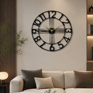Grid Hollow Metal Decor Wall Clock