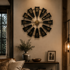 Radial Fan Shape 3D Numeral Metal Wall Clock