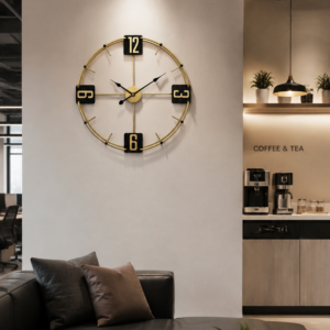 Black Gold Block Numeral Hollow Wall Clock