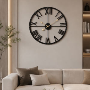 Vintage Roman Numeral Skeleton Metal Wall Clock