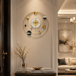 Multi-ring Golden Geometric Metal Wall Clock