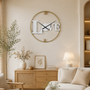 LOVE Letter Golden Frame Wall Clock