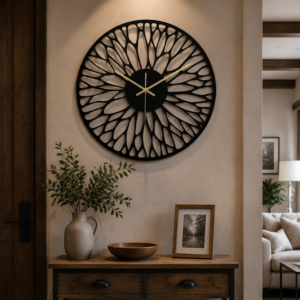 Abstract Leaf Cutout Metal Wall Clock