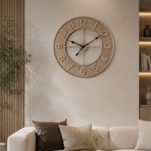 Wood Grain Hollow Arabic Numeral Wall Clock