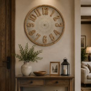 Sunburst 3D Natural Wood Wall Clock
