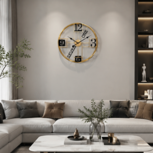 Golden Frame Hollow English Numeral Wall Clock