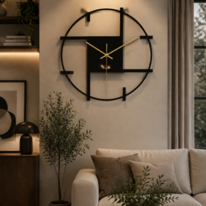 Geometric Square Accent Open Metal Wall Clock