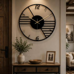 Geometric Line Hollow Metal Wall Clock