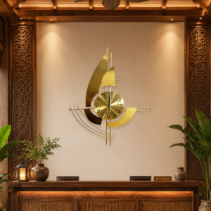 Golden Abstract Geometric Wall Clock
