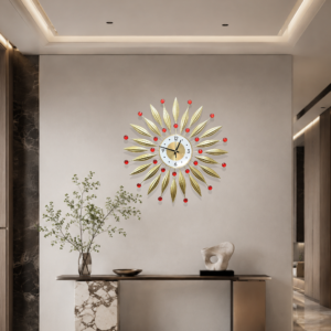 Two‑Tone Dial Golden Radial Wall Clock