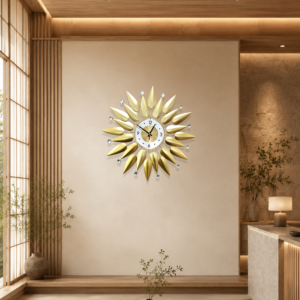 Dual‑Tone Dial Golden Sun‑Ray Wall Clock