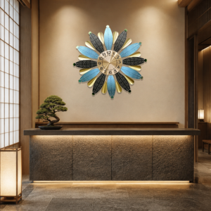 Three‑Tone Radial Decorative Metal Wall Clock