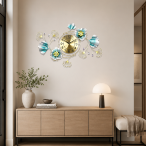 Crystal Accent Ginkgo Branch Wall Clock