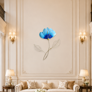 Blue Gradient Flower Sculpture Wall Clock