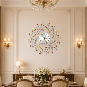 Two‑Tone Rhinestone Starburst Decor Clock