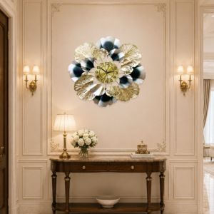 Luxury Ginkgo Metal Art Wall Clock