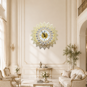 Dual‑Tone Dial Golden Lace Radial Wall Clock