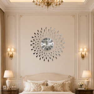 Silver Teardrop Sunburst Wall Clock
