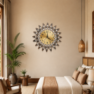 Antique Peacock‑Eye Feather Radial Wall Clock