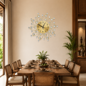Golden Swirl Wire Crystal Wall Clock