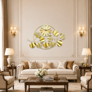 Asymmetrical Golden Wrought Metal Wall Clock