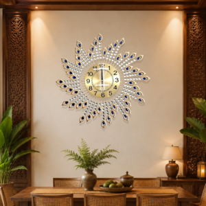 Luxury Peacock Feather Decor Clock