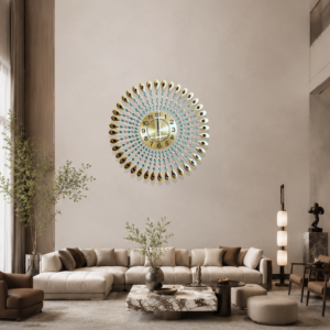 Colorful Gem Peacock Radial Wall Clock