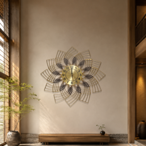 Sunburst Geometric Metal Wall Clock