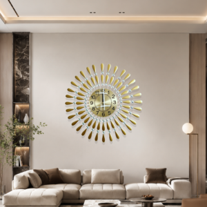Clear Crystal Golden Radial Wall Clock