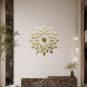 Dual‑Tone Dial Golden Radial Wall Clock